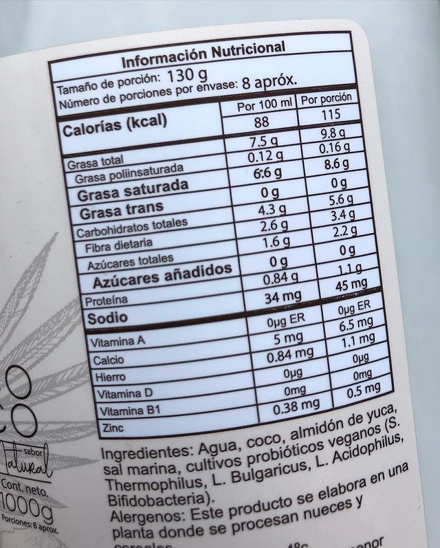 Yogurt de Coco Cuchareable Sabor Natural x 1 Litro