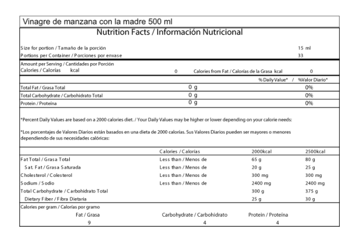 Vinagre de Manzana x 500 ml